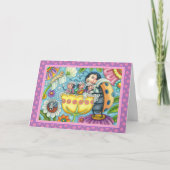 MOEDERLADYBUG EN KINDEREN, TULIP BUBBLE BATH FEESTDAGEN KAART (Voorkant)