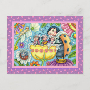 MOEDERLADYBUG EN KINDEREN, TULIP BUBBLE BATH FEESTDAGENKAART
