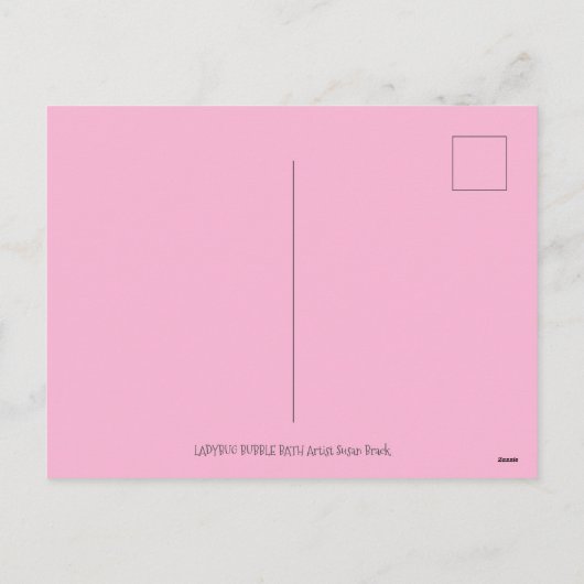 MOEDERLADYBUG EN KINDEREN, TULIP BUBBLE BATH FEESTDAGENKAART (Achterkant)