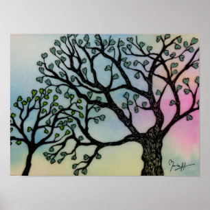 Moederliefde - Bomen op Vellum en Waterverf Poster