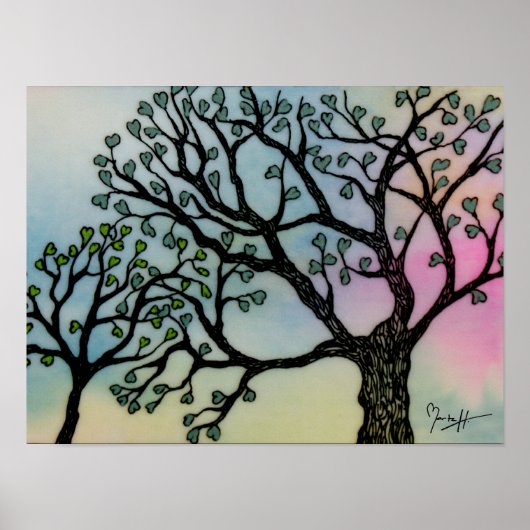 Moederliefde - Bomen op Vellum en Waterverf Poster (Voorkant)