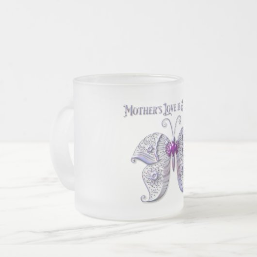 Moederliefde is etherisch matglas koffiemok (Voorkant links)