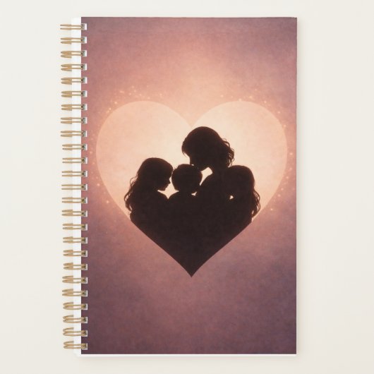 Moederliefde – Moeder van 3 Kinderen Hart Silhouet Planner (Voorkant)
