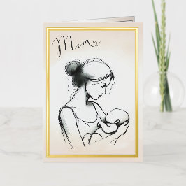 Moederliefde schets met kind - Moederdag kaart