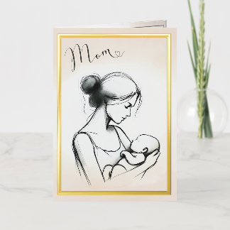 Moederliefde schets met kind - Moederdag kaart