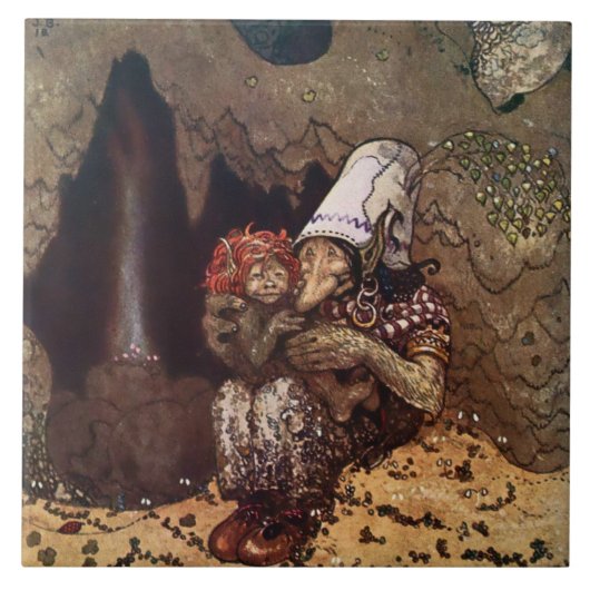 “Moederliefde” van John Bauer Tegeltje (Voorkant)
