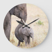 Moederlijk liefdesolifant baby grote klok (Voorkant)