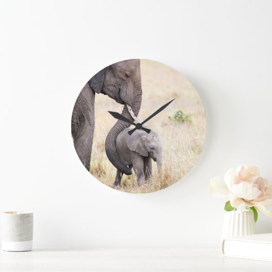Moederlijk liefdesolifant baby grote klok (Huis)