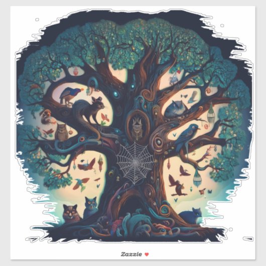 Moederlijke eikenboom van het leven sticker (Vel)