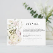 Moederlijke Waterverf Floral Wedding Details Card Kaart (Staand voorkant)