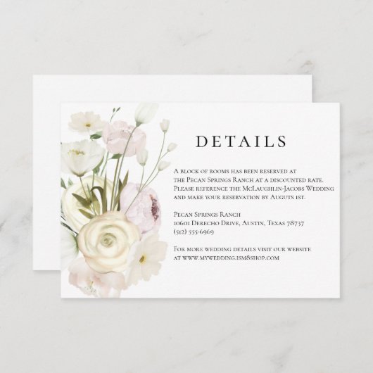 Moederlijke Waterverf Floral Wedding Details Card Kaart (Voorkant / Achterkant)