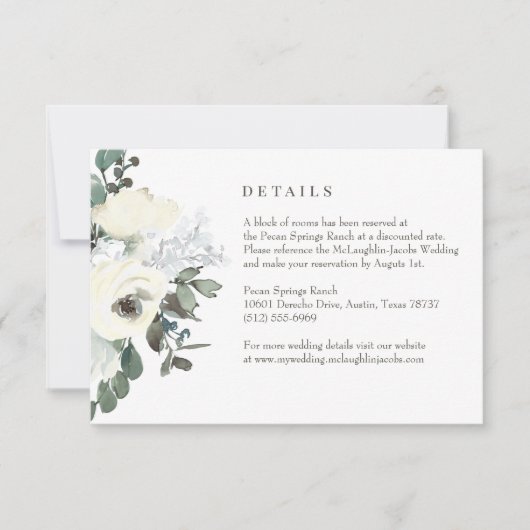 Moederlijke Waterverf Floral Wedding Details Card RSVP Kaartje (Voorkant)