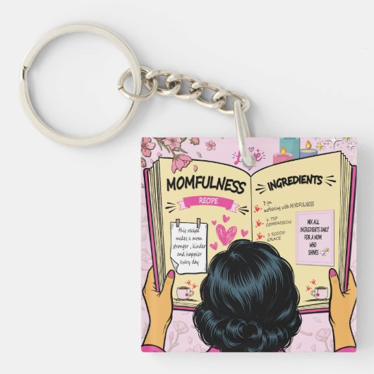 Moederlijkheid Receptenboek Schattige Striptekenin Sleutelhanger (Voorkant)