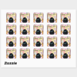 Moederlijkheid Receptenboek Schattige Striptekenin Vierkante Sticker
