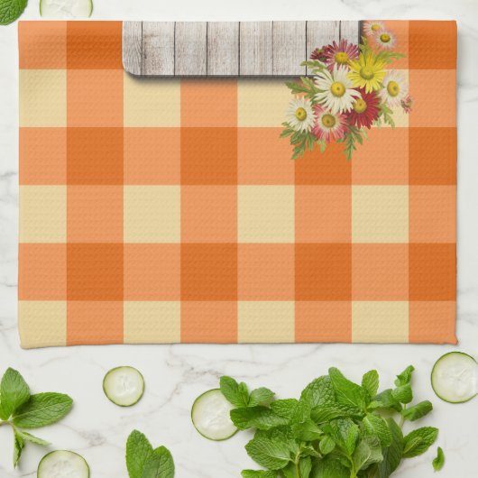 Moedernaam van het plattelands-monogram oranje gin theedoek (Gevouwen)