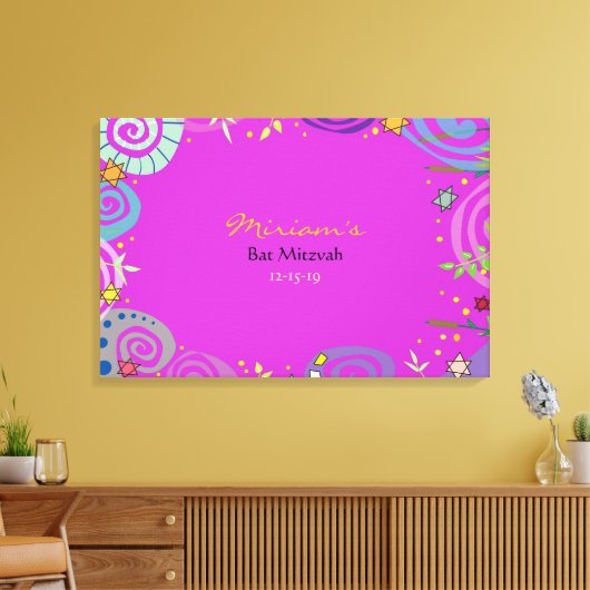 MOEDERNATUUR ZWIRL Bat Mitzvah tekent aan boord Canvas Afdruk (Insitu (Woonkamer))