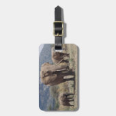 Moederolifant die loopt met olifantenkalf bagagelabel (Voorkant verticaal)