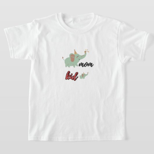moederolifant en haar baby t-shirt (Laagn)