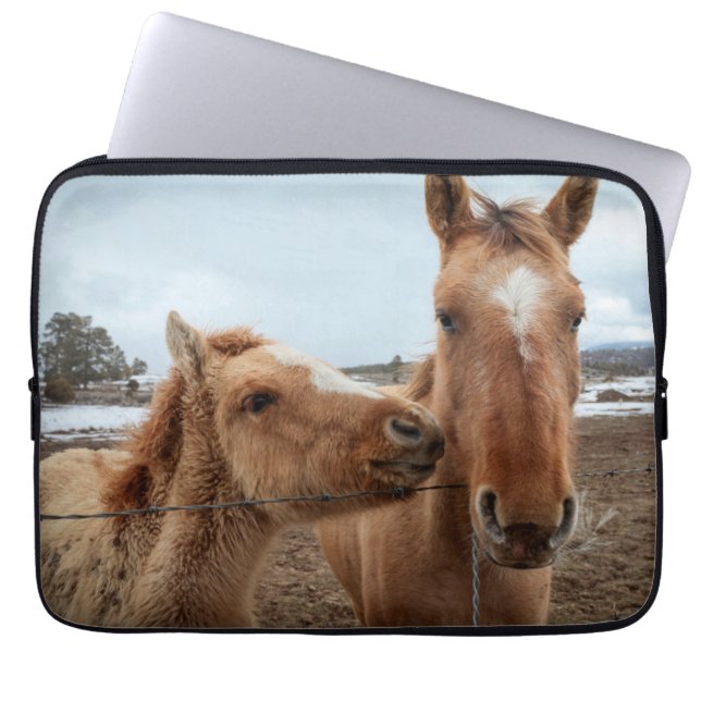 Moederpaard en veulen laptop sleeve (Voorkant)