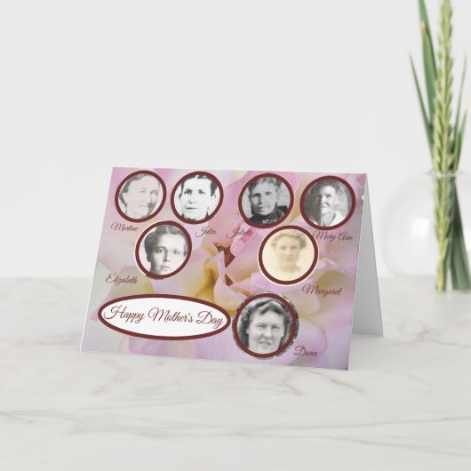Moeders 3 Generaties Foto's Roze Roos Moederdag Feestdagen Kaart (Voorkant)
