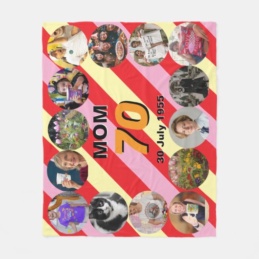 Moeders 70e verjaardag 70 jaar oude zeventigste om fleece deken (Voorkant)