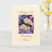 Moeders 75ste verjaardag bloemen freesia kaart (Gele Bloem)