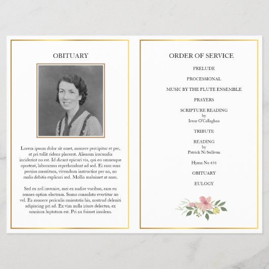 Moeders begrafenisprogramma gevouwen, roze roze ro flyer (Achterkant)