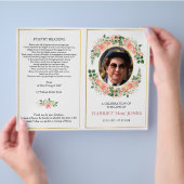 Moeders begrafenisprogramma gevouwen, roze roze ro flyer (Hand)