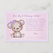 Moeders buik maat Paarse meisje Beer Baby shower s Informatiekaartje (Voorkant)