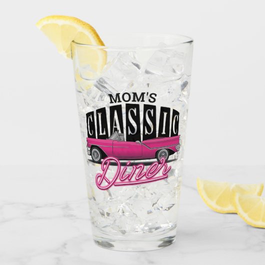 Moeder's Diner Aangepaste Naam Nep Neon 50's Klass Glas (Voorkant ijs)