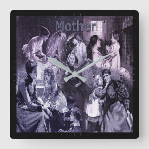  moeders en kinderen Collage Moederdag Vierkante Klok