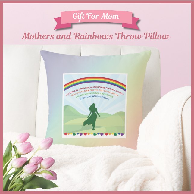 Moeders en Regenbogen Moederdag Worp Kussen (Mothers and Rainbows Throw Pillow)