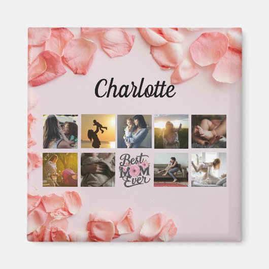 Moeder's foto collage script Beste mam ooit Magneet (Voorkant)