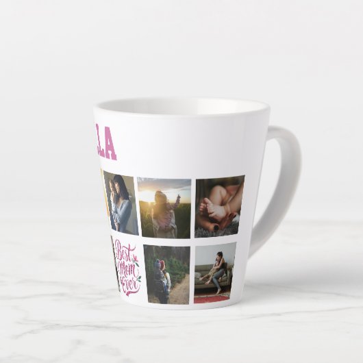 Moeders Fotocollage Script Beste Mam Ooit Latte Mok (Rechterhoek)