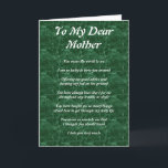 Moeder's gedicht kaart<br><div class="desc">Aan mijn lieve moeder ontwerp Moederdag of Moederdag kaart.</div>