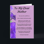 Moeder's gedicht kaart<br><div class="desc">Aan mijn lieve moeder ontwerp Moederdag kaart.</div>