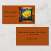 Moeders Helper/Baby Sitter/Huiswerk Contactkaartje (Voorkant / Achterkant)