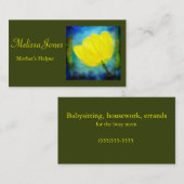 Moeders Helper/Baby Sitter/Huiswerk Contactkaartje (Voorkant / Achterkant)