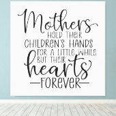 Moeders houden de hand van hun kinderen een beetje canvas afdruk (Insitu (Houten vloer))