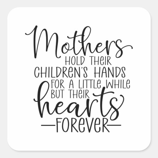 Moeders houden de hand van hun kinderen een beetje vierkante sticker (Voorkant)