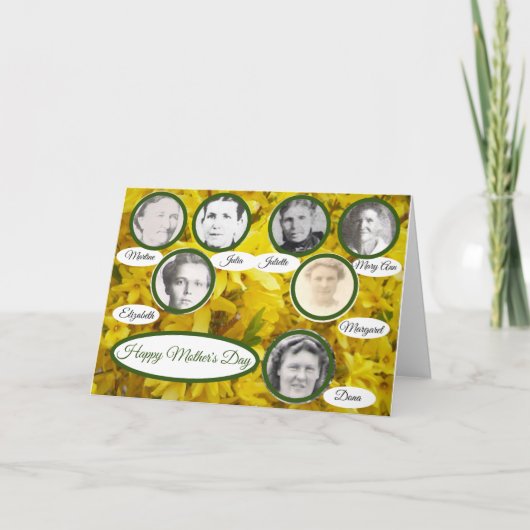 Moeders in de familie Gele Forsythia Moederdag Feestdagen Kaart (Voorkant)