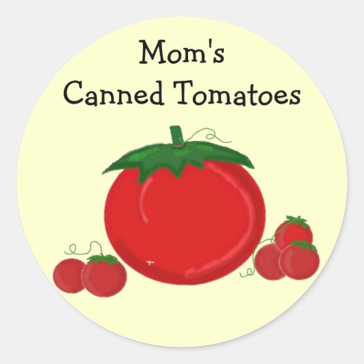 Moeder's Ingeblikte Tomaten Ronde Sticker (Voorkant)