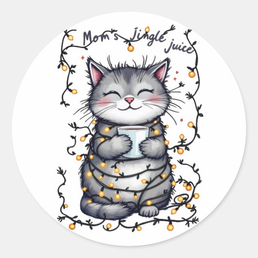 Moeder's Kerst Drink  Ronde Sticker (Voorkant)