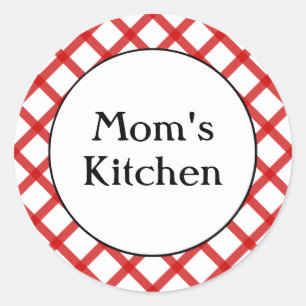 Moeder's Keuken Aangepaste Rode Raster Sticker