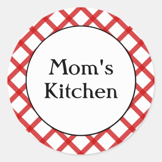 Moeder's Keuken Aangepaste Rode Raster Sticker (Voorkant)