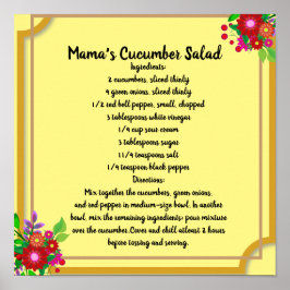 Moeder's Komkommer Salade Recept Poster Herinnerin