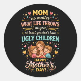 Moeders lachende liefde ronde sticker
