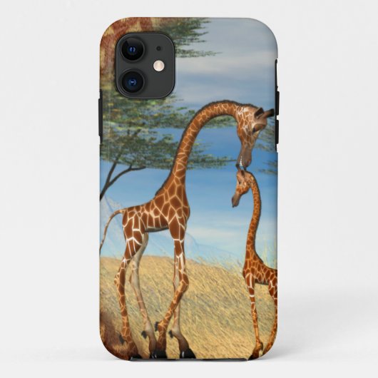 Moeder's liefde Giraffe Case-Mate iPhone Case (Achterkant)
