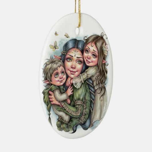 Moeder's Liefde Ornament Elven Familie Joy Sprookj (Rechts)