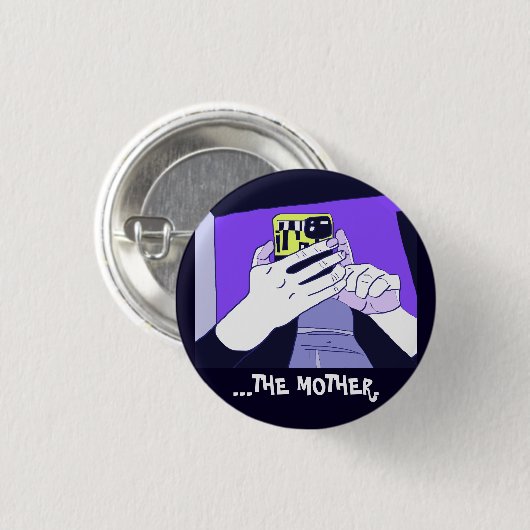 Moeder's Mobile Hands Violet Avocado White Ronde Button 3,2 Cm (Voorkant /achterkant)
